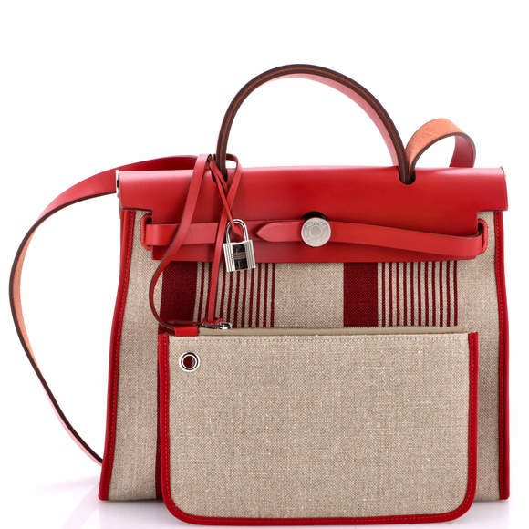 Hermes 31 Herbag Zip H Vibration Toile and Leather - Picture 2 of 7